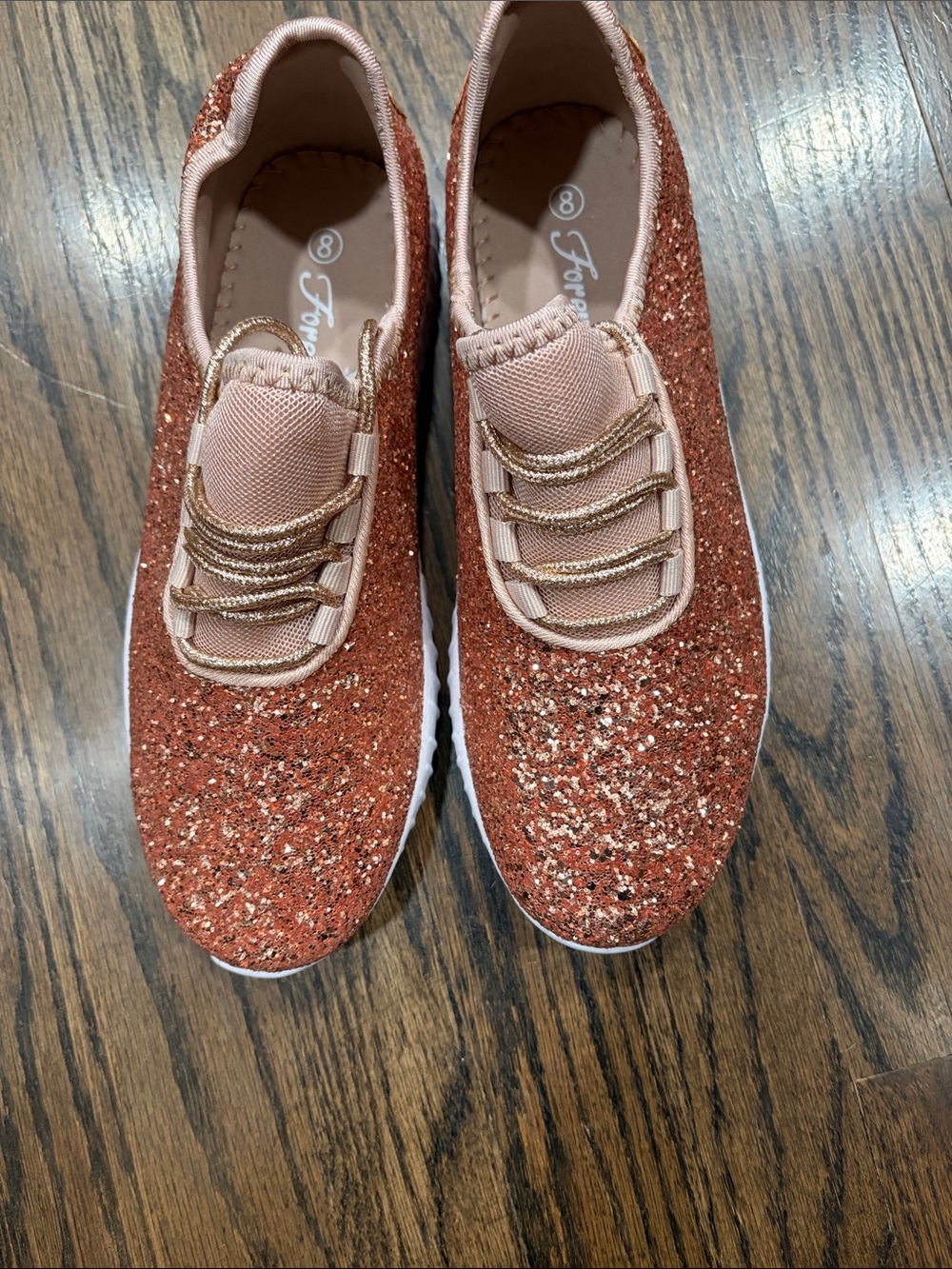 Women’s Glitter Slip-On Sneakers in Rose Gold